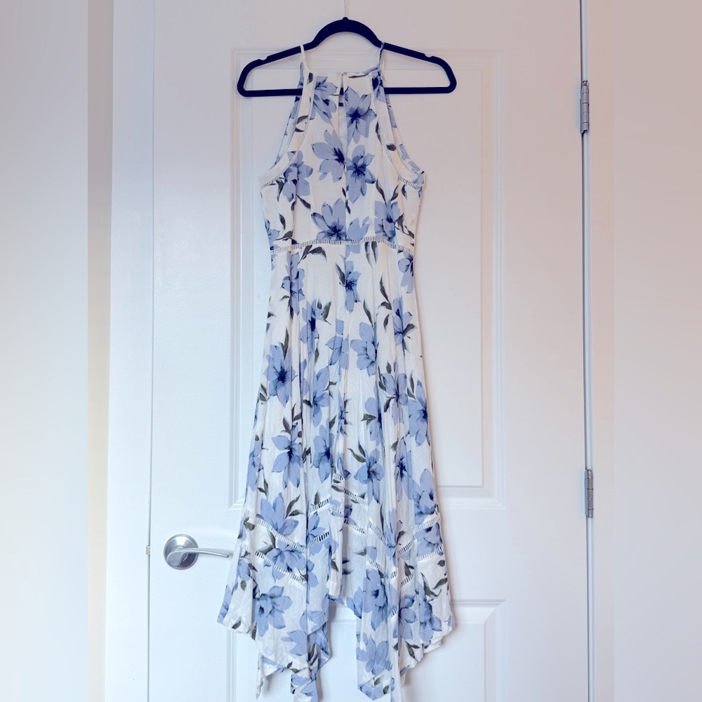 Floral Lulus Dress - Blue and White